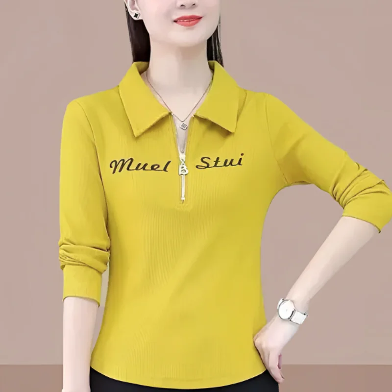 New Long Sleeve T Shirt Polo Shirt For Women Slim Fit Casual Blouse