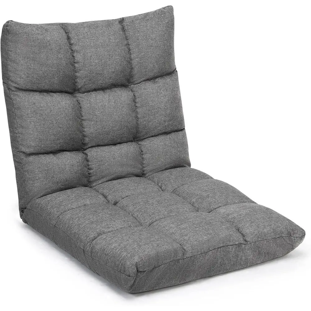 14-Position Cushioned Gaming Sofa Chair with Lazy Recliner, High Resilience Sponge, Breathable Cotton-Linen Fabric, Removable Co