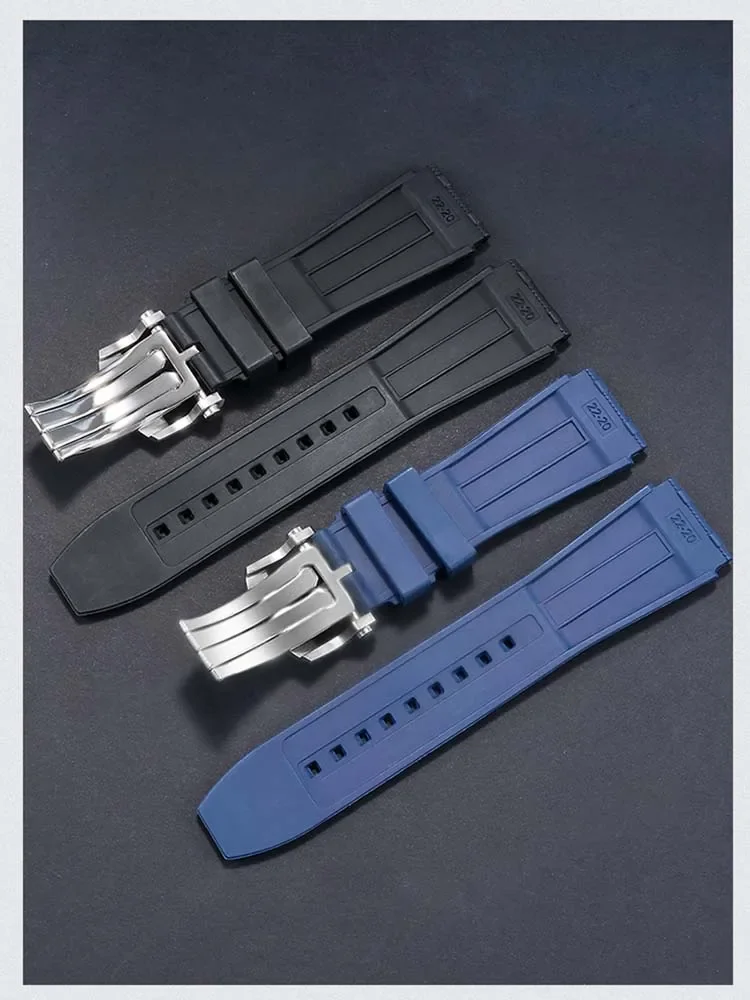 Wysokiej jakości pasek do zegarka z gumy fluorowej do męskiego paska do zegarka Breitling B01 Sports FKM 22mm czarna niebieska bransoletka narzędzie fluoroelastomer