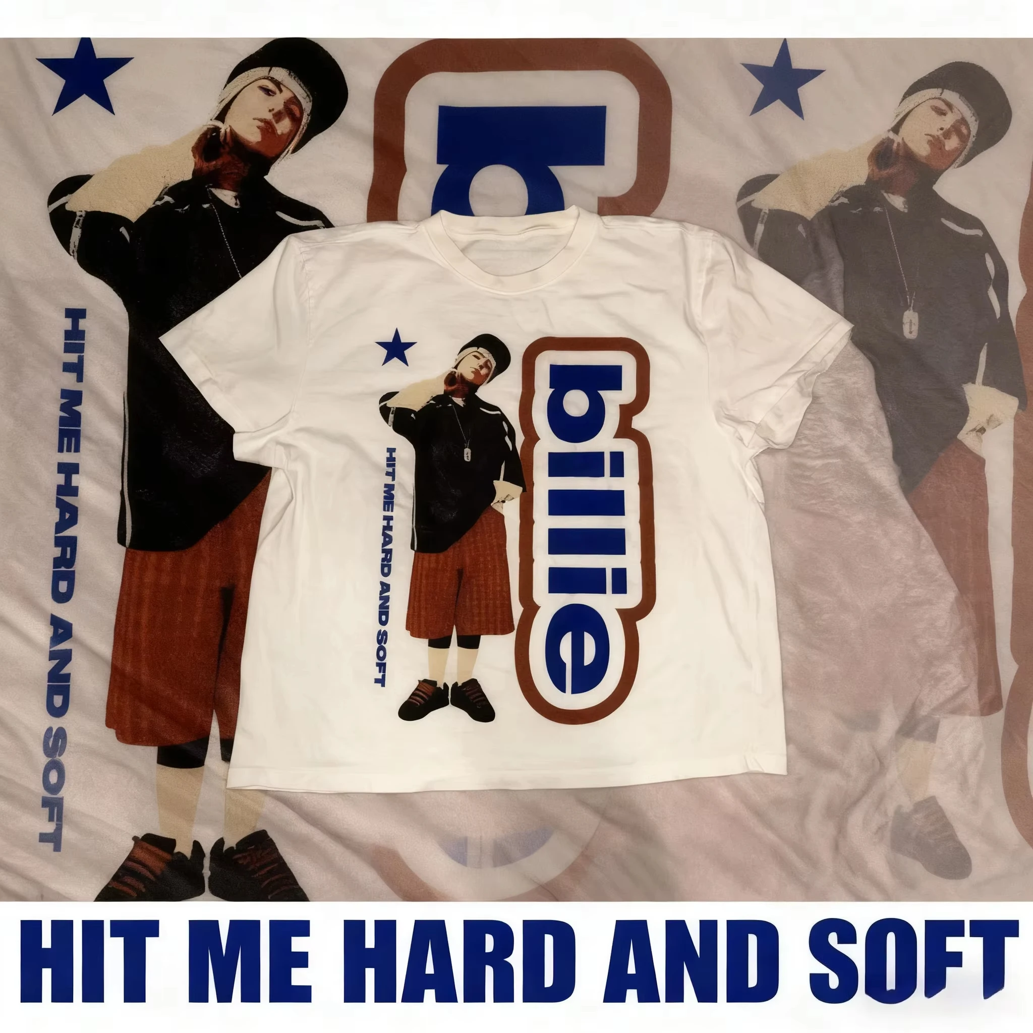 

Лето 2023, новинка Hot Hit Me Hard and Soft Tour Shirt, хлопковая футболка с принтом Billie, универсальная футболка большого размера для женщин и мужчин Y2k