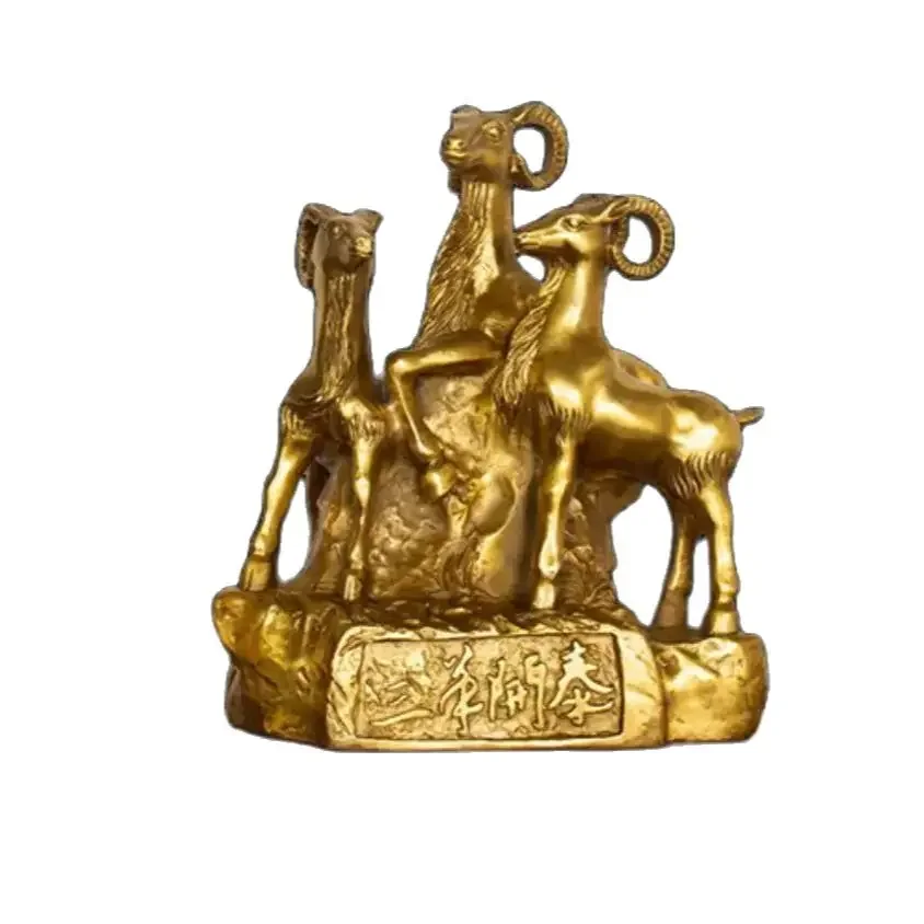Adorno de cobre puro Sanyang Kaitai, artesanías de decoración del hogar para sala de estar Sanyang Kaitai