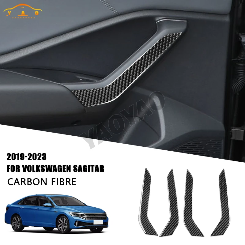 

Door Inner Armrest Cover Trim Sticker Interior Decal Accessories Carbon Fiber For Volkswagen VW Sagitar 2019—2023 LHD