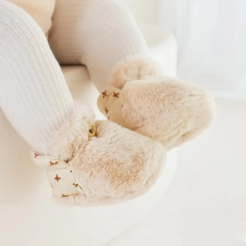 

Q22D 1 Pair Stylish Baby Walking Shoes Plush Floor Soft and Comfortable Toddlers Shoes Winter Footwear for Infants