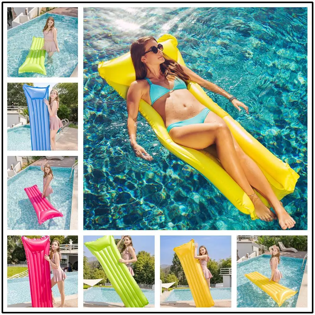 

Inflatable Foldable F loating Row Swimming Pool Party Water Air Mattresses PVC Floating Inflatable Mat Floating Sleeping Bed