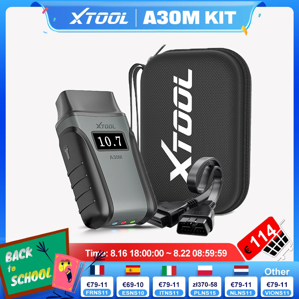 XTOOL Anyscan+ A30M V2.0 OBD2 Bluetooth-Scanner Kfz-Diagnosegerät mit Android/iOS-App, lebenslange kostenlose Updates, CANFD FCA Autoauth, 26+ Resets, aktiver Test, kabelloser Codeleser,