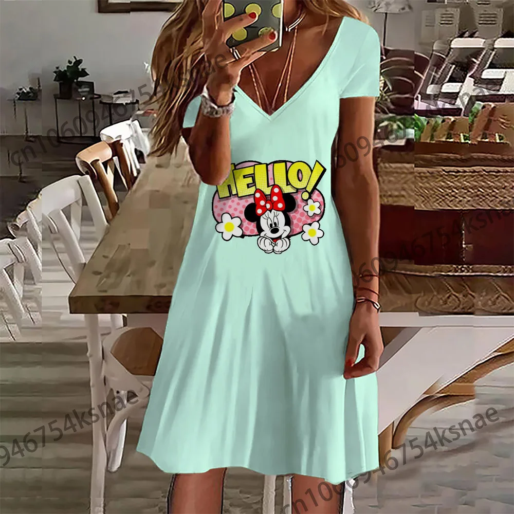 

Disney V Neck Dress Plus Size Women Dreeses Women's Clothing 2022 Latest Fashion Woman Blouses 2022 Clothes for Summer Dresses