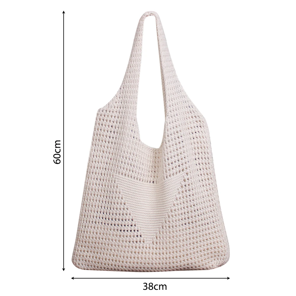 Fashion Hollow Knitted Women\'s Bags Casual Female Shoulder Bags Simple Crochet Tote Bags Ladies Shopping Top-Handle Handbag