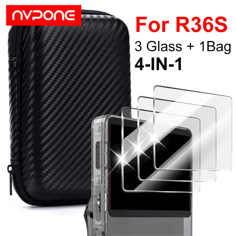 4 IN 1 Game Console Screen Protectors & Filters for R36S Game Console Monitors Tempered Glass Film for R36MAX K36 Accessories