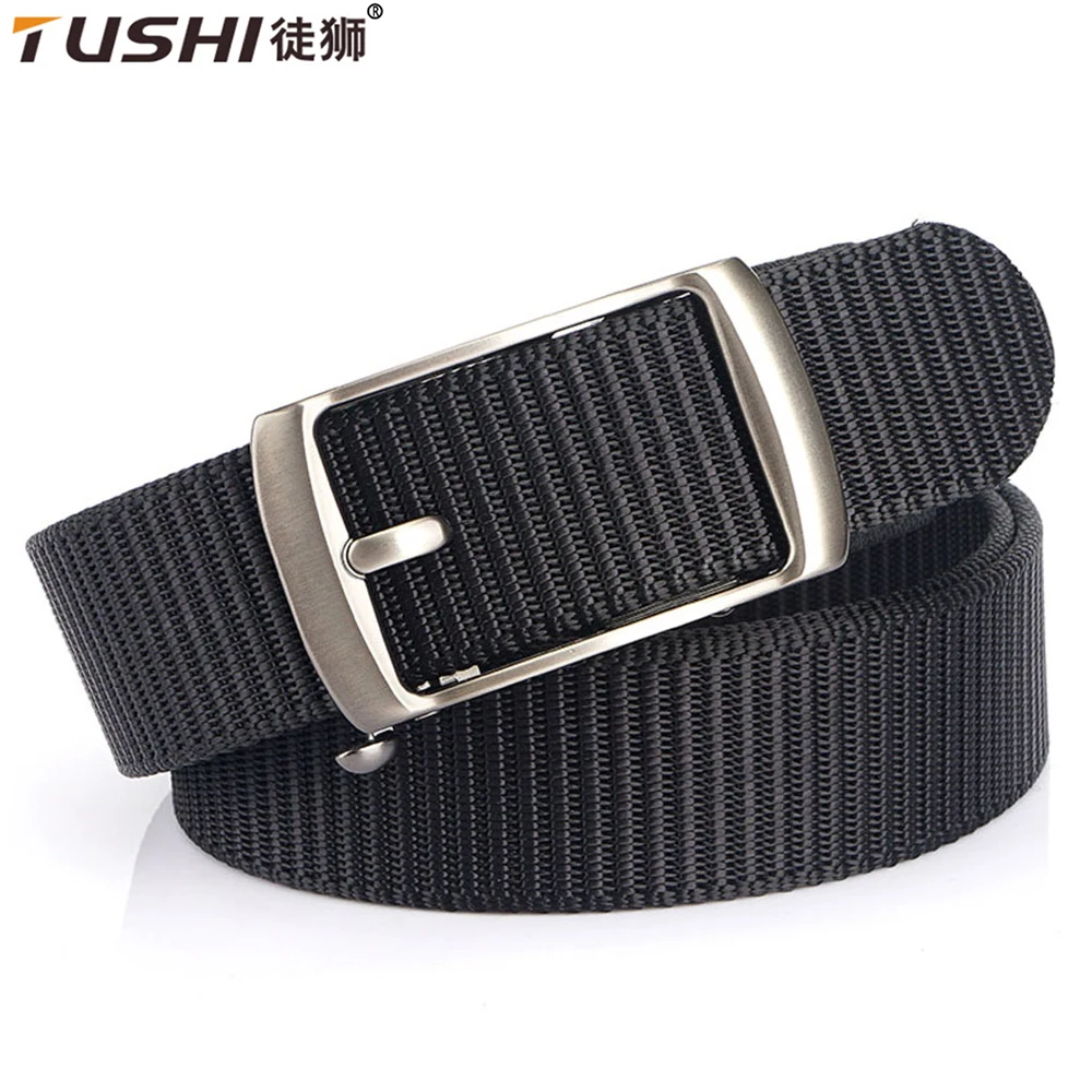 TUSHI New men's Belt fibbia automatica in metallo fettuccia in Nylon cintura da lavoro all'aperto fibbia automatica senza denti cintura sportiva in tela Casual