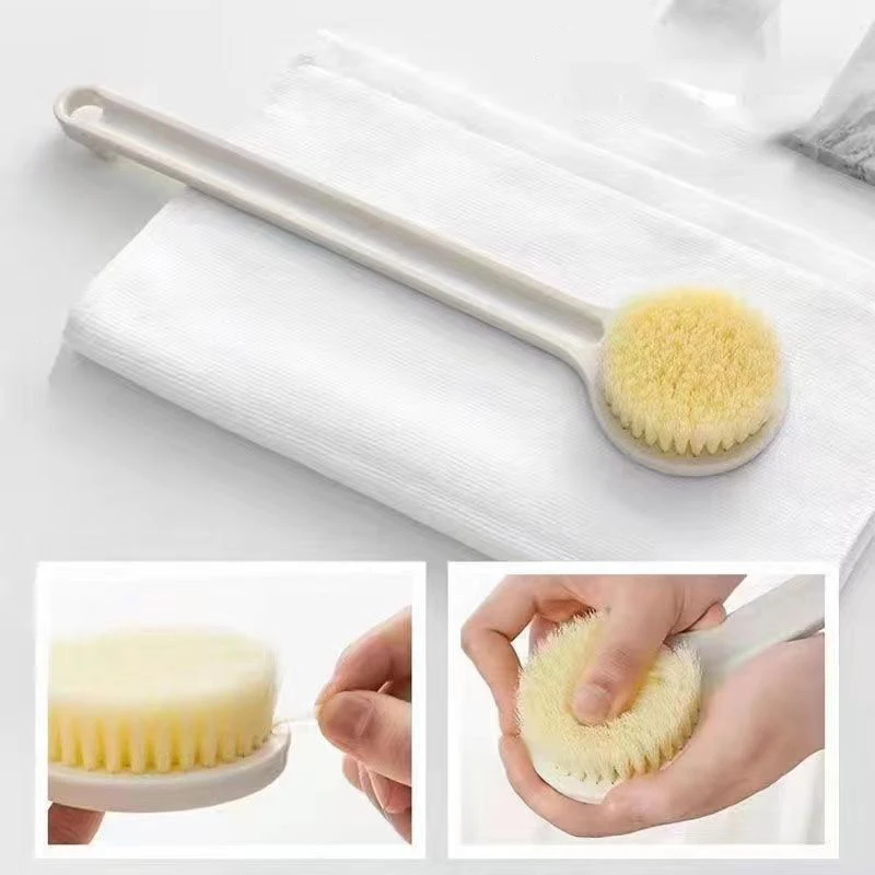 1 Pack Long Handle Shower Brush Unisex Senior Single Side Back Brush Bath Brush Exfoliating Suitable For Wet And Dry Brushes