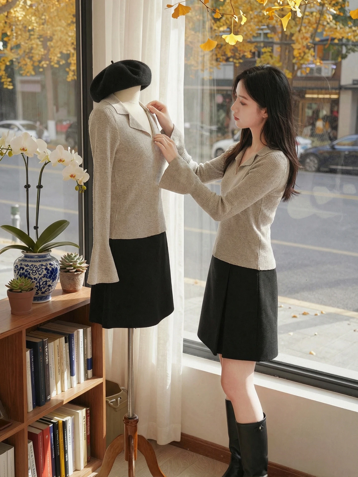 

Женский модный приталенный вязаный свитер цвета хаки с длинными рукавами, универсальный, весна 2026, большие размеры