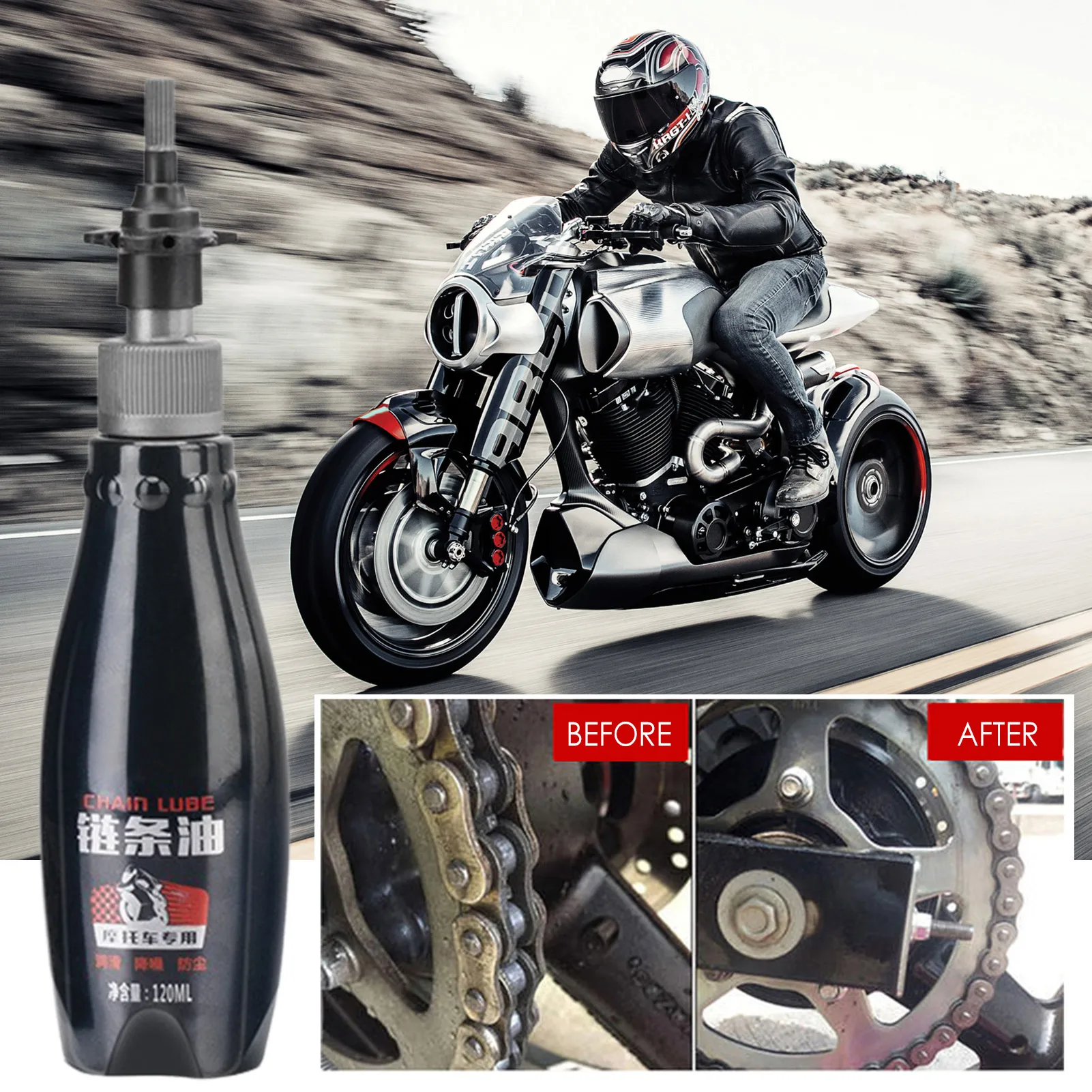 Motorcycle Chain Lubricant Agent Motorcycle Chain Lubrication Kit Long-lasting Protection Oil Against Wear & Corrosion For