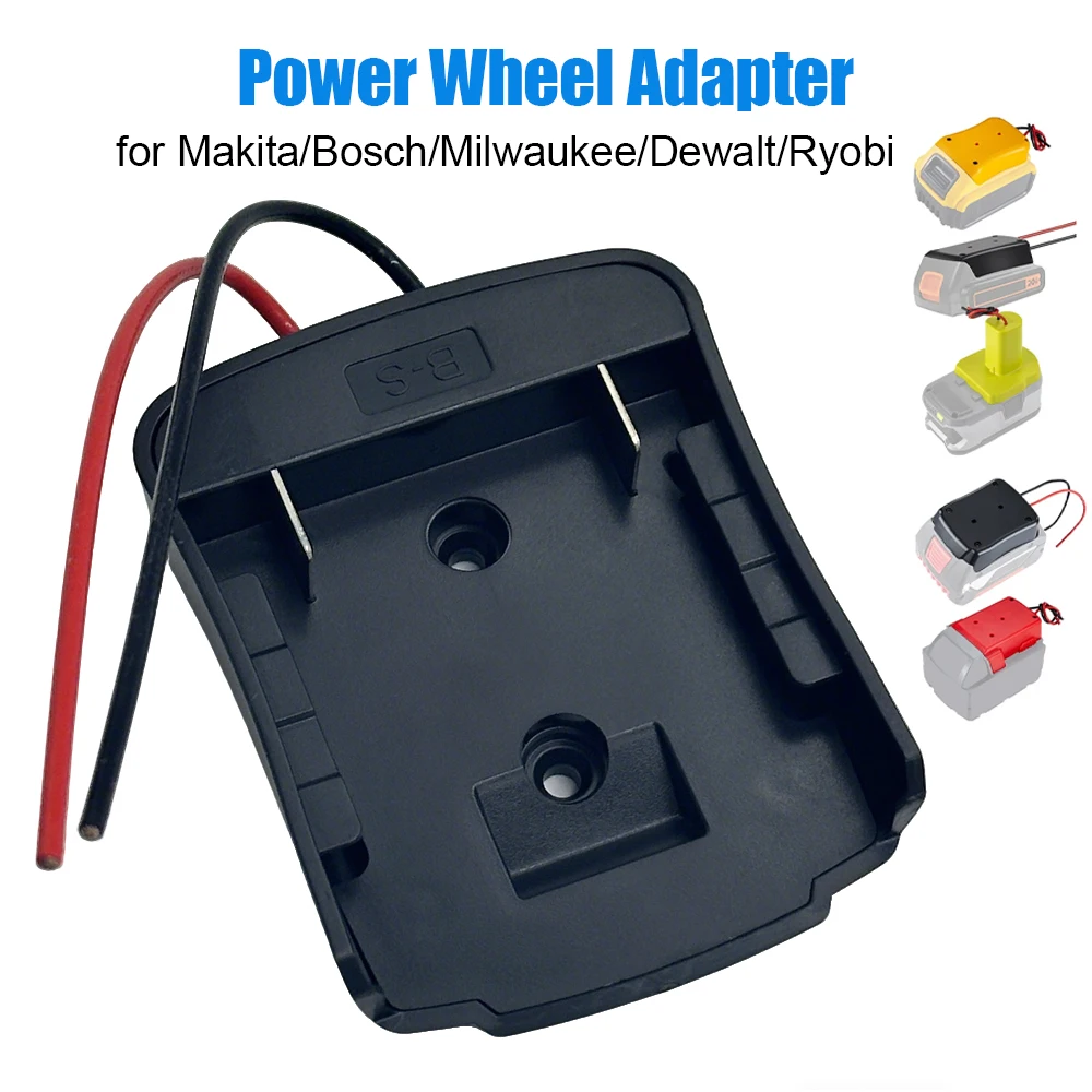 Power Wheel Adapter for Makita/Bosch/Milwaukee/Dewalt/Ryobi 18V Li-ion Battery DIY Power Connector Dock Holder(No battery)