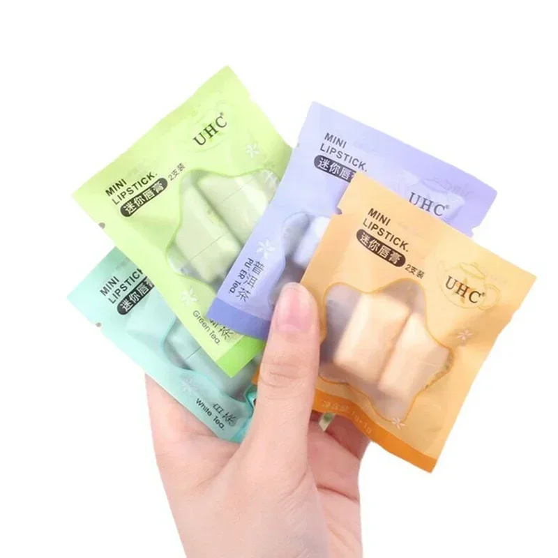 2pc Cute Fresh Tea Lip Balm Lip Oil Moisturizing Clear Transparent Lipstick Base Hydrating Natural Plant Anti-Cracking Lip Care