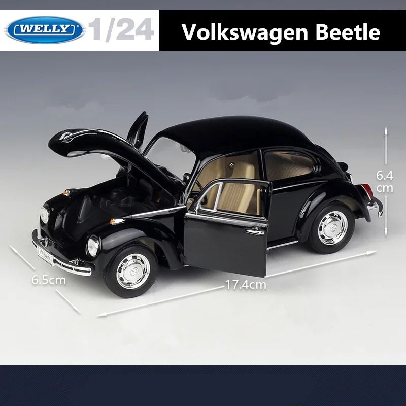 WELLY-modelo de coche de aleación Volkswagen Beetle 1:24, vehículo de juguete de Metal fundido a presión, colección de alta simulación, juguetes para niños, regalos