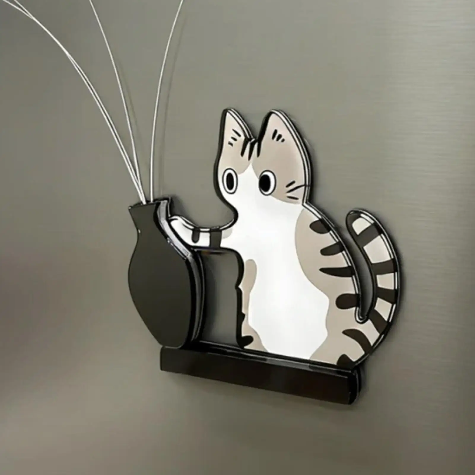 Cat Whisker Fridge Magnet Decorative Acrylic Cute Wide Opening Cat Whiskers Storage Container for Refrigerators Washing Machines
