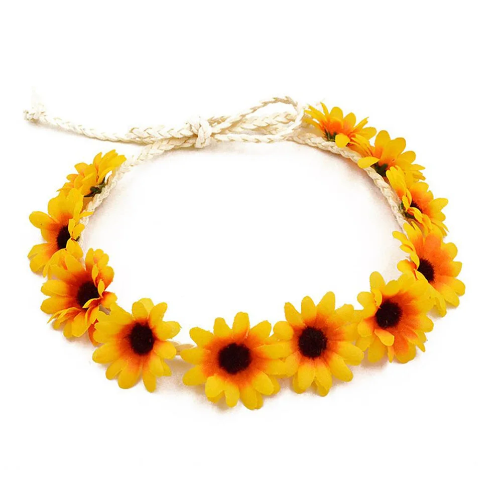 

2Pcs Floral Sunflower Cloth Hair Wreath Lightweight Headband Style for Weddings Parties Celebrations Floral Headband