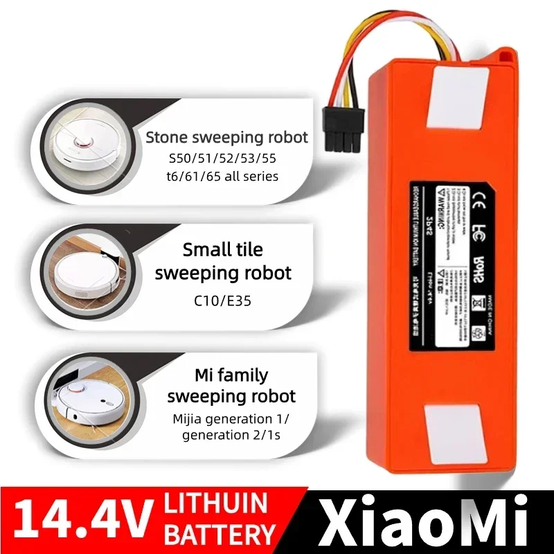 

Original 14.4V 12800mAh Robotic Vacuum Cleaner Replacement Battery For Xiaomi Roborock S55 S60 S65 S50 S51 S5 MAX S6 Parts