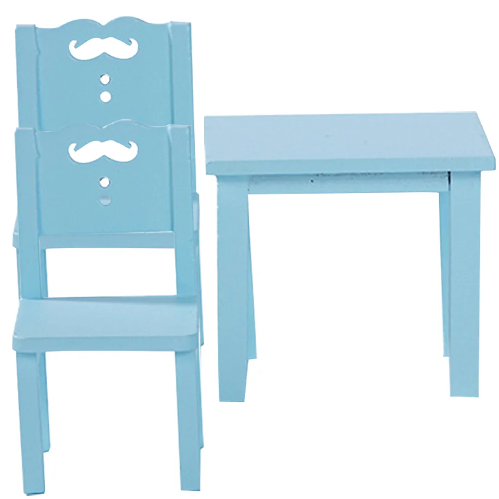 Poppenhuistafel en stoelen Tiny Model Decor Kids Dolly Miniatuur Houten Meubilair Kinderspeelgoed