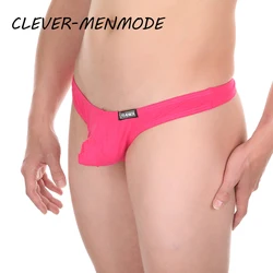 CLEVER-MENMODE Men's Sexy Cotton Low Rise Thong Ultra Thin G String T Back Lingerine Penis Pouch Micro Mini Brazilian Panties