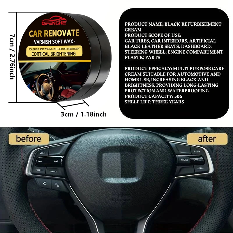 QIFENGHE Crystal Clear Car Plastic Restorer - Auto Interior & Panel Renewal Wax Coating Agent Car Wax Car Wax Polish image 5