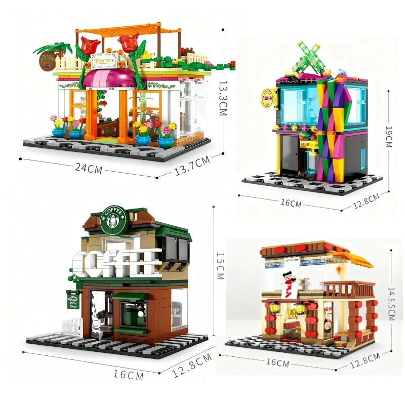 

Plastic Blocks Cute Street Shop Sembo Building Bricks DIY Candy Coffee Food Store Toy Fun Gifts Christmas Tree New Year Present
