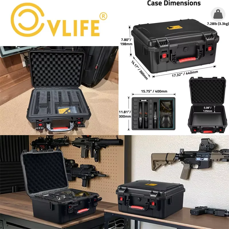 CVLIFE 18" Gun Cases For Pistol Multiple Handguns Mags Bullets Hard Shell Range Trips Shockproof Waterproof