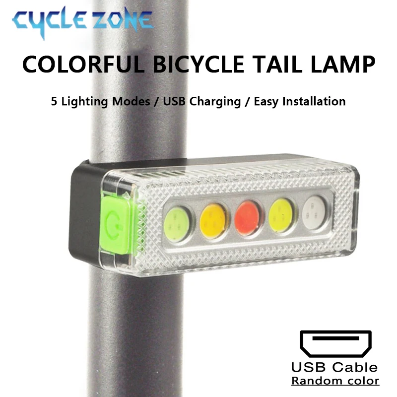 

USB Rechargeable Bicycle Rear Light Bike Tail Light High Visibility Night Riding Safety Warning Taillights Cycling Accessories