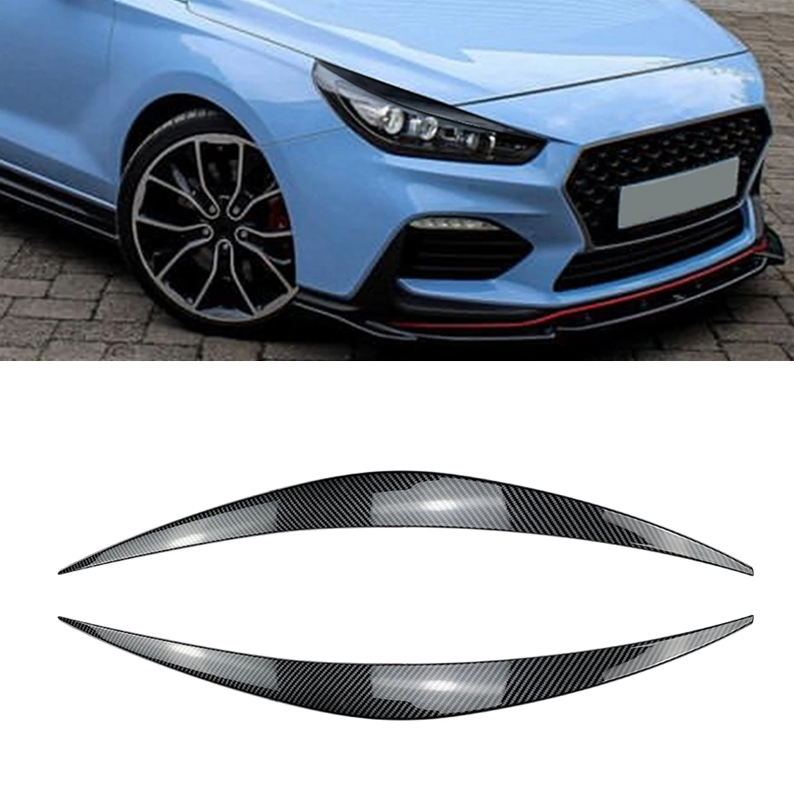 

Headlight Eyebrow Trim For Hyundai I30N MK3 Hatchback 2017-2019 Car Headlamp Eyelids Front Head Light Lamp Cover Brow Sticker