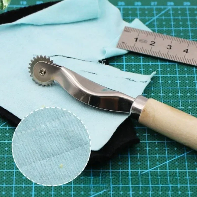1Pc Leather Cloth Scribing Wheel with Wood Handle Tailor Sewing Marker  Pattern Tracing Tool Creasing Wheel DIY Sewing Tools