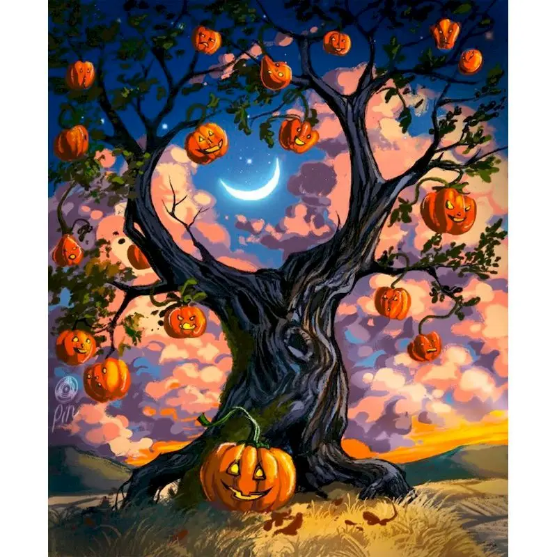 

GATYZTORY Oil Painting By Numbers Frame Canvas Painting Pumpkin Tree Number Painting Wall Decor Diy Gift Drawing By Number