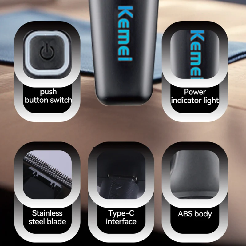 Kemei1747 آلة قص الشعر الكهربائية مقص الشعر اللاسلكي المهنية قابلة للشحن أداة تهذيب اللحية رجل نحت المقص الحلاق