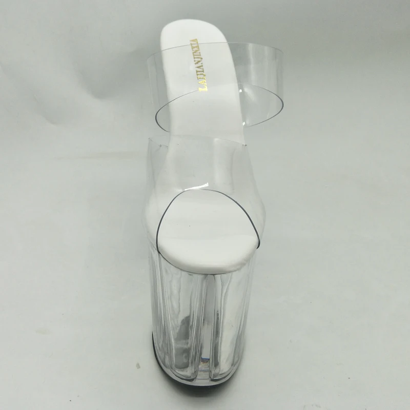 LAIJIANJINXIA جديد بولي كلوريد الفينيل مثير القطب الغريب أحذية الرقص الصيف النساء النعال 20 سنتيمتر عالية الكعب حجم 34-46 E023