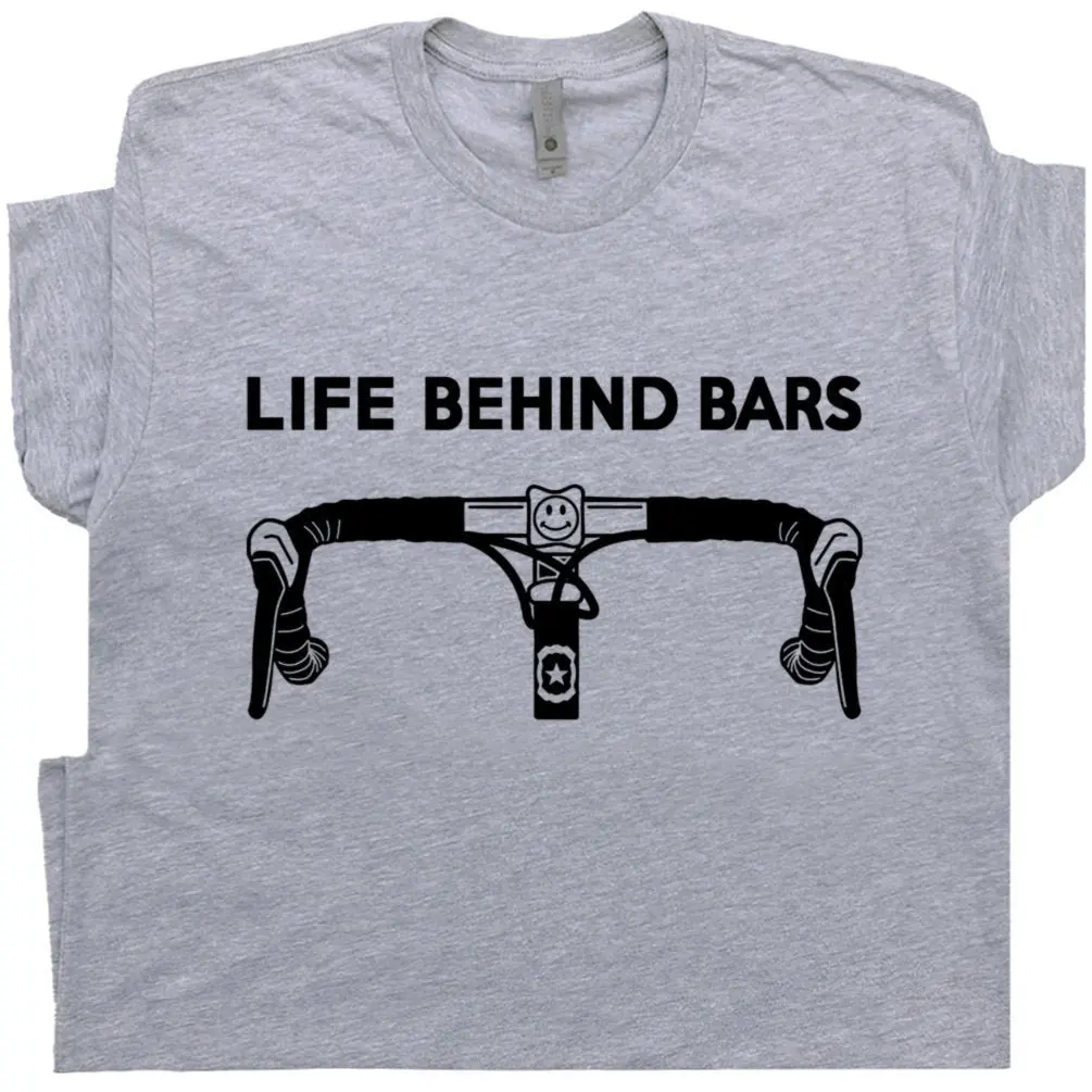 Funny Bicycle T Shirt Cool Life Behind Bars Cycling Shirt Retro Biking Shirts  Bicycle Humor Cyclist Graphic Tee Gift for Biker