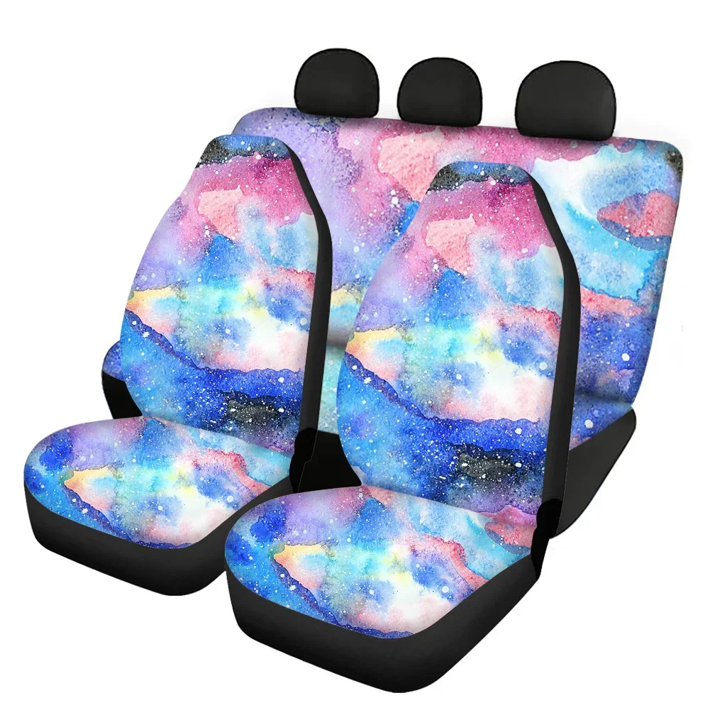 Fantasy Starry Sky Design Car Trim Seat Covers Set Easy Clean Colorfast Beautiful Automobile Decorative Accessories