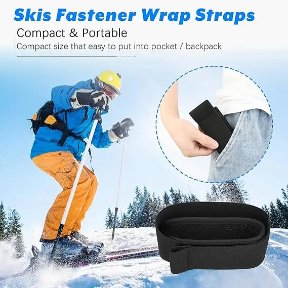 

Ski Fastener Straps Adjustable Ski Straps for Carrying Bands with Protector Pads Adjustable Fastener Strap Sports Accessories