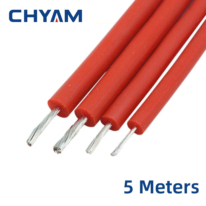 5m Red Soft Silicone Wire High-voltage Wire And Cable 10KV 15KV 20KV-20AWG 18AWG 17AWG 15AWG Anti-breakdown