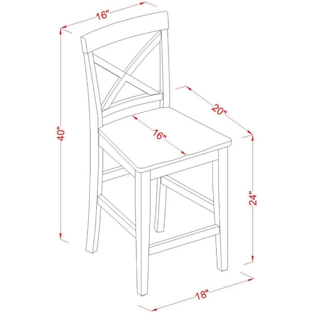 직사각형 테이블과 2개의 나무 스툴이 포함된 주방용 카운터 높이 식탁 세트