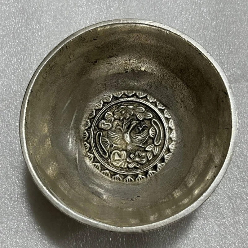 Wholesale Miscellaneous White Copper Bronze Phoenix Pen Washer Small Bowl Small Plate Plate Relief Decoration Qing Dynasty Xuan