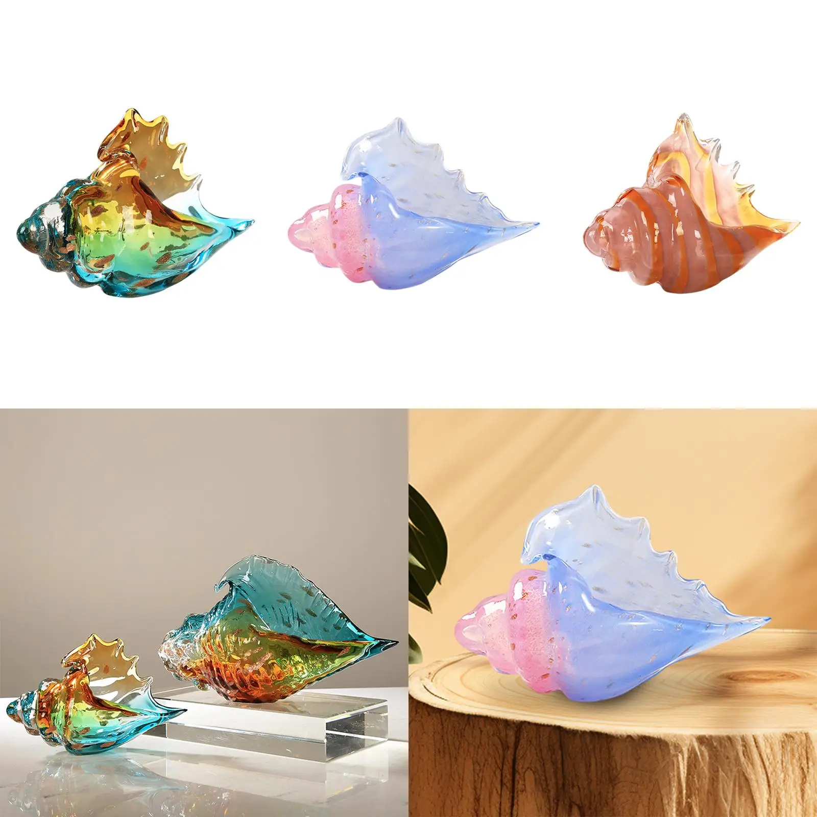 

Glass Conch Figurine Modern Ornament for Fireplace Tabletop Dining Tables