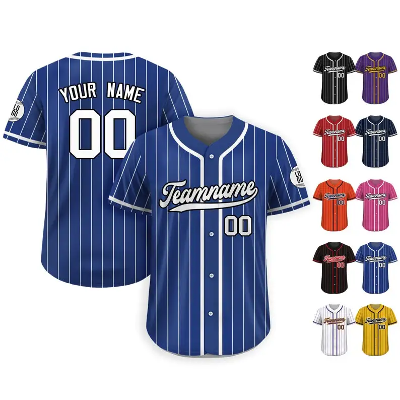 Custom Pinstripe Baseball Jersey Personalized Stitched Team Name Number Button Down Hip Hop Athletic Shirt DIY Custom Jersey for