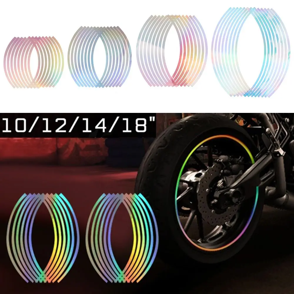 

10/12/14/18" Decals Sticker 16 Strips Wheel Rim Tape Motorcycle Laser Car