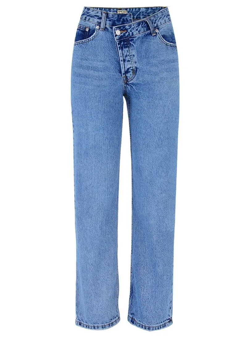 New Women's High-waist Solid Jeans Flared Large Size Casual Fashion Irregular Autumn and Winter Wide-leg Skinny Jeans for Women