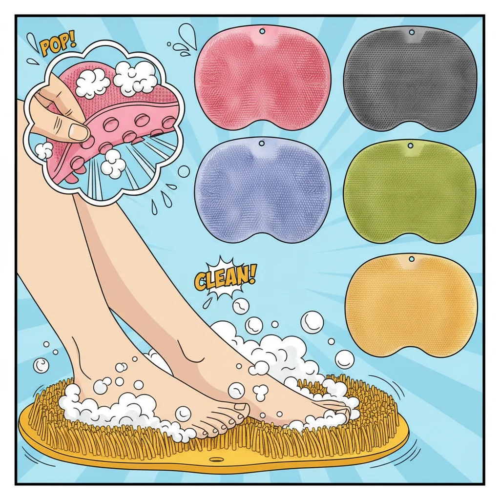 

Силиконовая щетка-массажер для спины и ног с присоской, нескользящая, для ванной, отшелушивающая, для мытья и массажа стоп