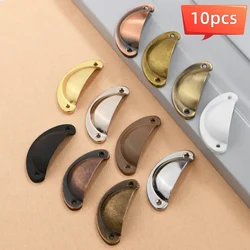 10Pcs Vintage Antique Kitchen Cupboard Pull Black Furniture Handle and Knob Bronze Gold Cabinet Handle Drawer Shell Pull Handles