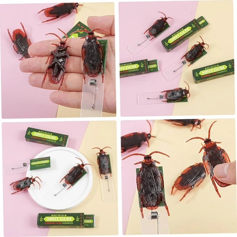 2/4/6 قطعة الصراصير المزحة المضغ العلكة محاكاة ساخرة صرصور اللعب واقعية النكات العملية الجدة الكبار مضحك هالوين حفلة يوم كذبة #4