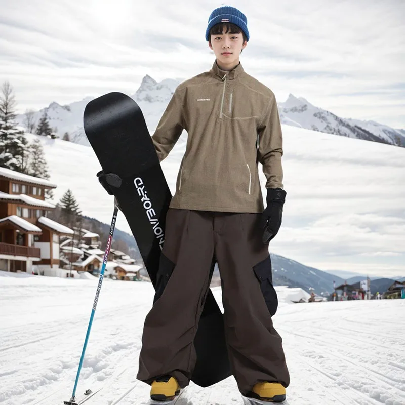 2025 New Skating Women's Snow Pants Work Clothes Loose Single Board Wear Resistant Warm Professional Snow Clothes Men's Pants