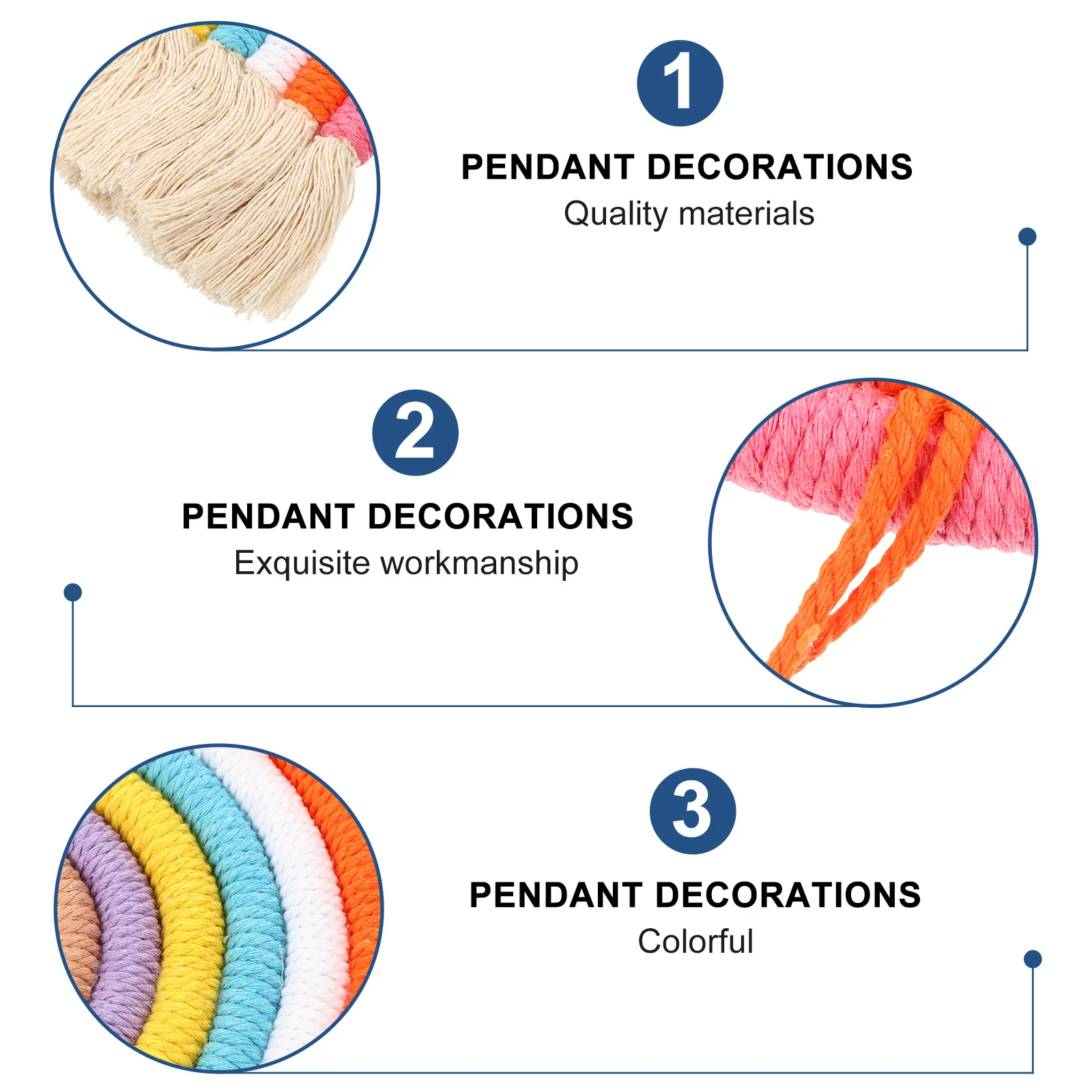 

Cotton Rope Rainbow Pendant Handmade Weaving Wall Mounted Door Hanging Decor Home Pendant Ornament Cotton Rope Hanging