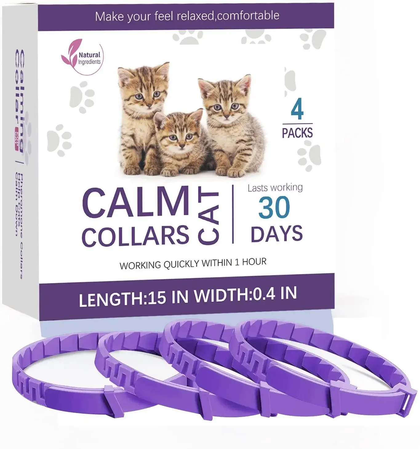 Pet Calming Collar For Cats Dogs Adjustable Anxiety Pheromone Reducing Pet Collar Lasting Natural Calm Relax Soothing Collars