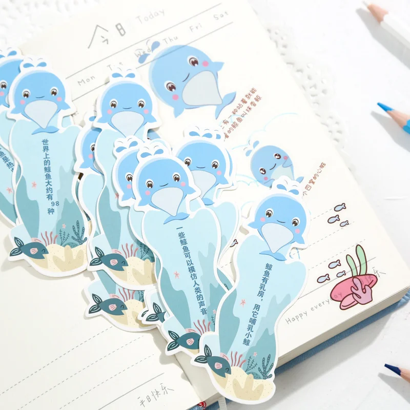 10pc Cartoon Animals Mr. Paper Bookmark Panda Deer Whale Dinosaur Pattern Book Clip Teacher Gifts Greeting Card Book Page Folder